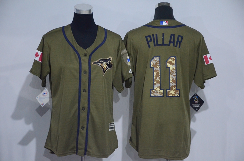 Womens 2017 MLB Toronto Blue Jays #11 Pillar Green Salute to Service Stitched Baseball Jersey->women mlb jersey->Women Jersey